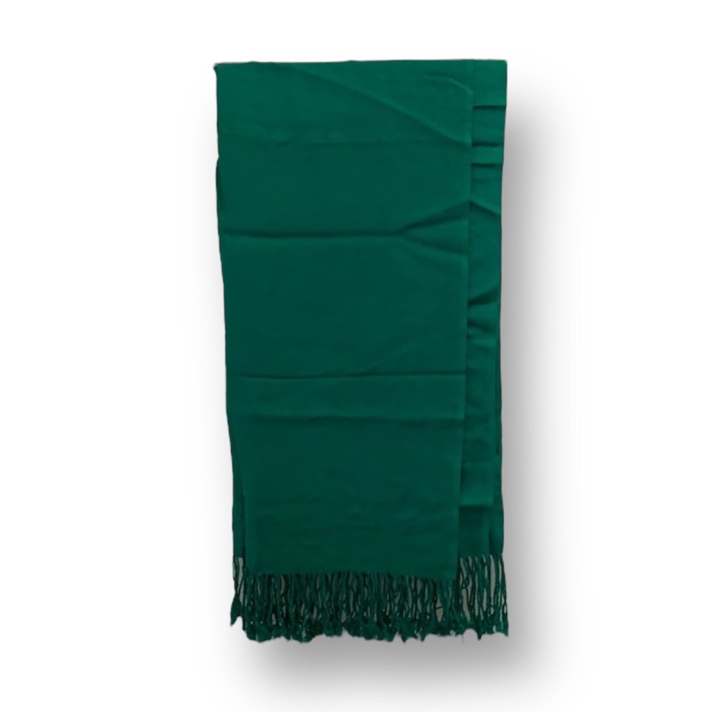 Super Cute Long Rectangle Emerald Green Cozy Blanket Scarf w/ Fringe Tassels